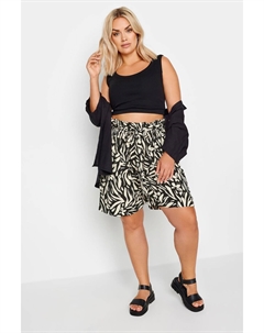 Тканые шорты на талии из бумажного пакета, черный Yours