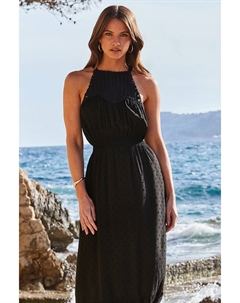 Платье макси с воротником-бретелькой крючком, черный Sosandar