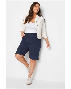 Классные хлопковые шорты с трикотажным поясом на талии, синий Yours