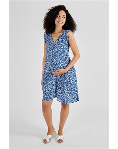 Платье для беременных с рюшами на рукавах, синий Jojo maman bébé