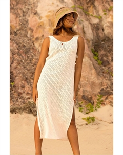 Бежевое пляжное платье миди с разрезами, бежевый Roxy