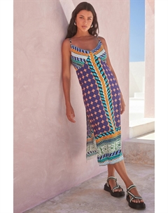 Летнее платье миди на бретелях, синий Next