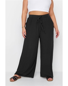 Мятые брюки с кулиской и абстрактным принтом, черный Yours