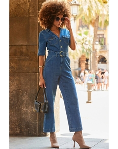 Укороченный комбинезон широкого кроя с завязками на талии, синий Sosandar