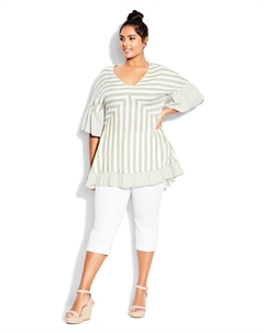 Туника в полоску с шляпкой, зеленый Evans