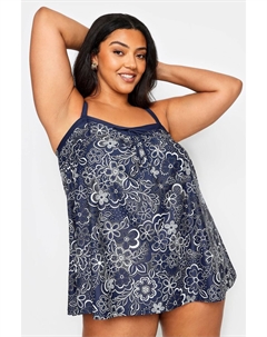 Топ танкини трапециевидной формы с цветочным узором, синий Yours