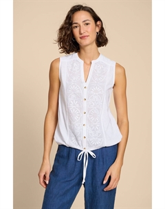 Рубашка без рукавов из джерси с набивным тюльпаном, белый White stuff