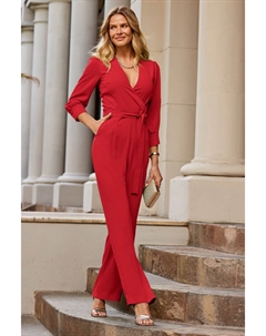 Деловой комбинезон приталенного кроя с завязкой на талии, красный Sosandar