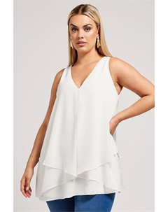 Многослойная блузка без рукавов London, белый Yours
