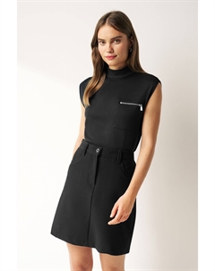 Мягкая облегающая майка на бретелях с высоким воротником и карманом, черный Next