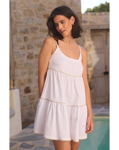 Летнее платье из джерси с каскадом, белый Next