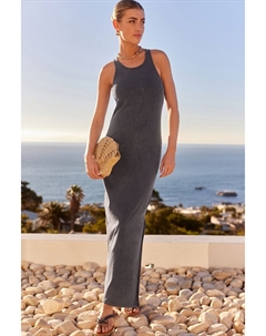 Облегающее летнее платье из ребристого трикотажа, синий Next