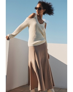 Приталенная юбка миди с декоративным швом, коричневый Next