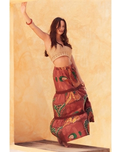 Фактурная юбка макси с отделкой связанной крючком, красный Next