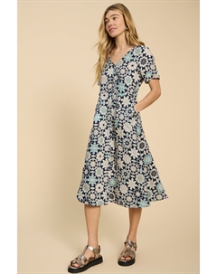 Льняное платье Ivy длиной до колена, синий White stuff