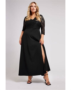 Кружевное платье макси, черный Yours