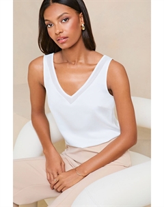 Шифоновая кофточка с V-образным вырезом, белый Lipsy