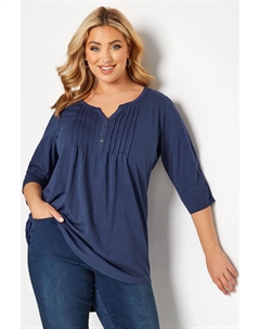 Топ Henley со складками, синий Yours