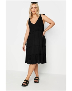 Мини-Платье ограниченного размера с оборками и завязками на рукавах, черный Yours