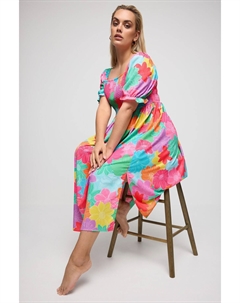 Платье мидакси со рюшами и мелким цветочным узором, розовый Yours