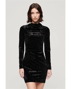 Бархатное мини-платье с длинными рукавами, черный Superdry