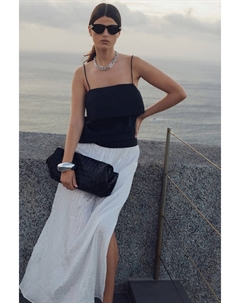 Юбка макси из мятого атласа, белый Next