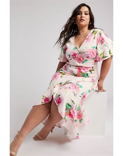 Платье миди London с цветочным принтом и сборками, розовый Yours