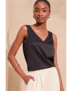 Шифоновая кофточка с V-образным вырезом, черный Lipsy