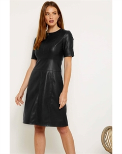 Свободное платье из искусственной кожи со вставками, черный Sosandar