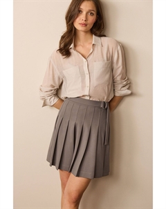 Плиссированная мини-юбка, коричневый Next