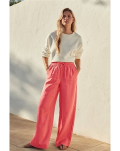 Премиальные широкие брюки из 100% льна, розовый Next