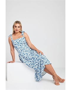 Платье миди из лимитированной коллекции с цветочным принтом и бантиками на бретелях, белый Yours