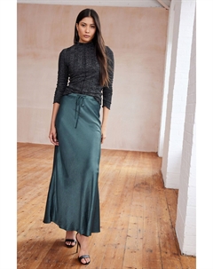 Длинная атласная юбка, зеленый Next