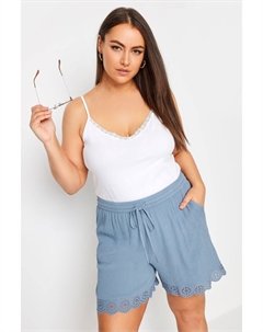 Шорты Broderie Anglaise с зубцами, синий Yours