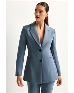 Однобортный пиджак приталенного кроя со сборкой на талии, синий Next