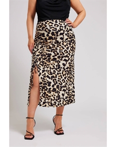 Юбка со сборками и анималистическим принтом, коричневый Yours