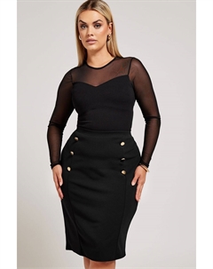 Юбка миди London с пуговицами, черный Yours