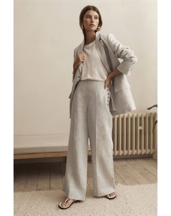 Широкие брюки из премиального льна, серый Next