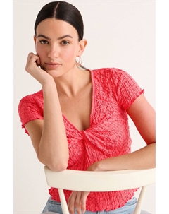 Текстурированный кроп-топ с перекрученной передней частью, розовый Next