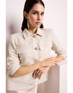 Жакет-Рубашка из букле с пайетками, бежевый Next