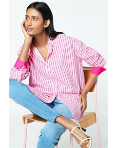 Хлопковая рубашка оверсайз, розовый Next