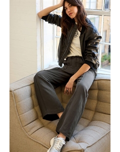 Брюки из тенселя с широкими штанинами и кулиской, серый Next