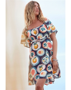 Летнее мини-платье с воздушными рукавами, синий Next