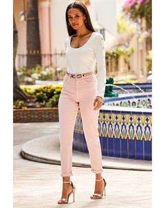 Джинсы Mom с приталенными штанинами, розовый Sosandar