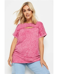 Футболка с вырезом и эффектом кислотной стирки, розовый Yours