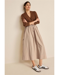 Юбка миди с парашютом, бежевый Next