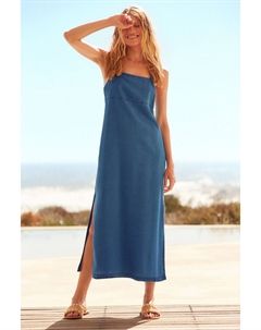 Летнее платье миди из тенселя с бретелями, синий Next