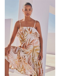 Летнее женственное платье миди с рюшами, белый Next