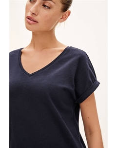 Туника из 100% хлопка свободного кроя V-образным вырезом и короткими рукавами, синий Next