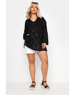 Туника с завязками на воротнике, черный Yours